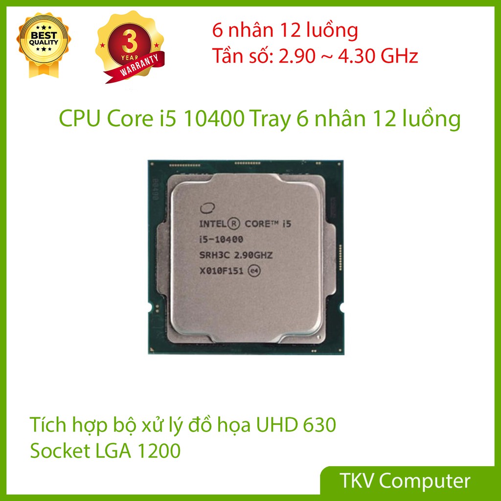 CPU Intel Core i5 10400 (2.90 Up to 4.30GHz, 12M, 6 Cores 12 Threads) - Hàng TRAY - Ko tản stock - i5 10400 | WebRaoVat - webraovat.net.vn