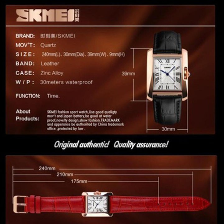 Đông hồ nữ skmei 1085 dây da màu đỏ | BigBuy360 - bigbuy360.vn