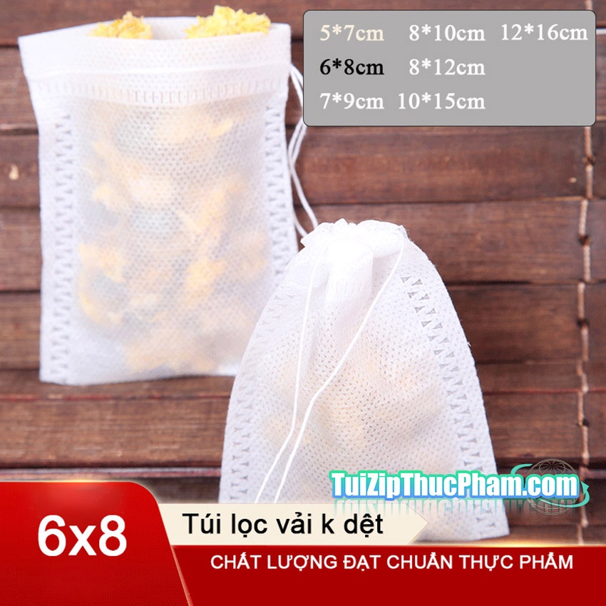 5000 túi lọc trà 6x8 chất liệu vải không dệt kèm dây rút, dụng cụ pha chè, cà phê
