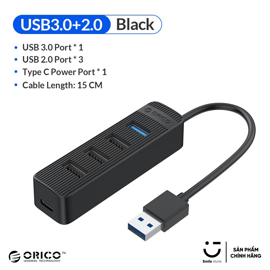 Bộ Chia USB 4 Cổng 3.0 HUB USB ORICO TWU32- 4A Hỗ Trợ Cho Tất Cả Các Dòng Máy Tính Để Mở Rộng Thêm Cổng USB