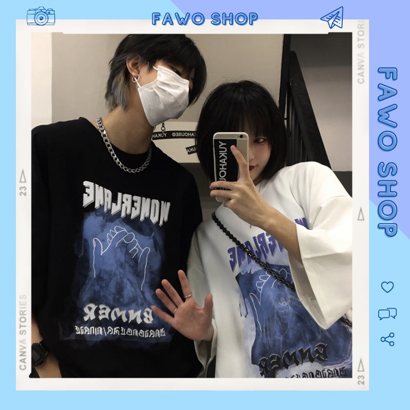 Áo thun Unisex form rộng tay lỡ, Áo phông nam nữ cotton thấm hút, dày dặn mềm mịn họa tiết WONDERLAND