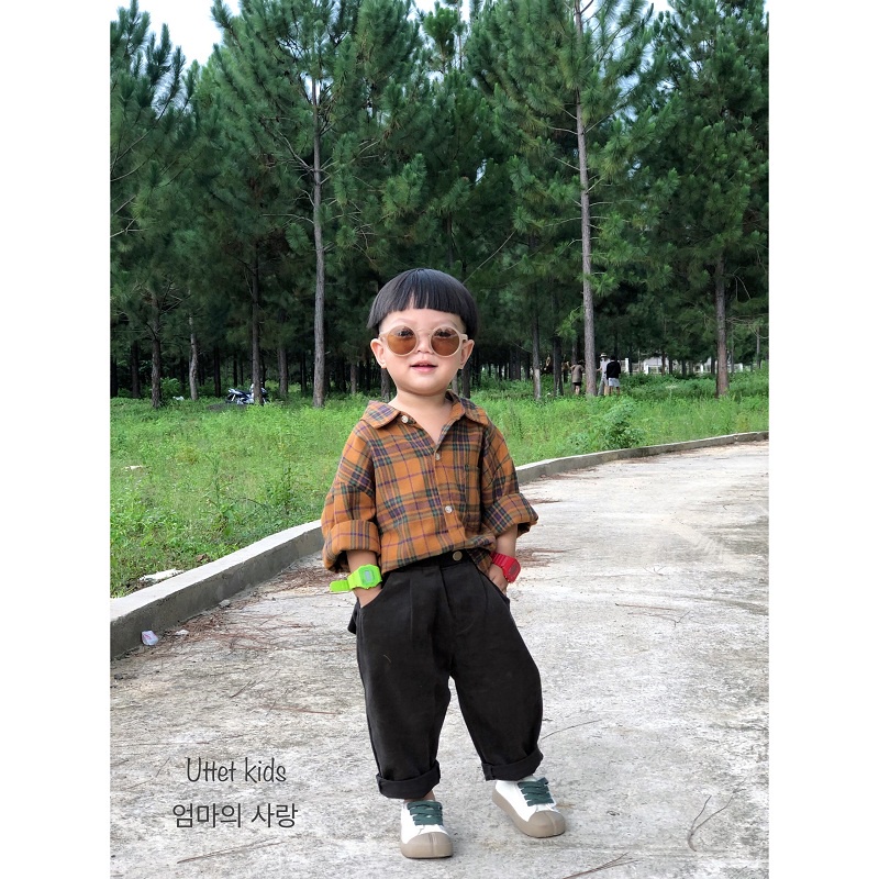 ÁO SƠ MI CARO HÀN QUỐC 9130 DÀNH CHO BÉ GÁI VÀ BÉ TRAI SIZE 80 ĐẾN 120