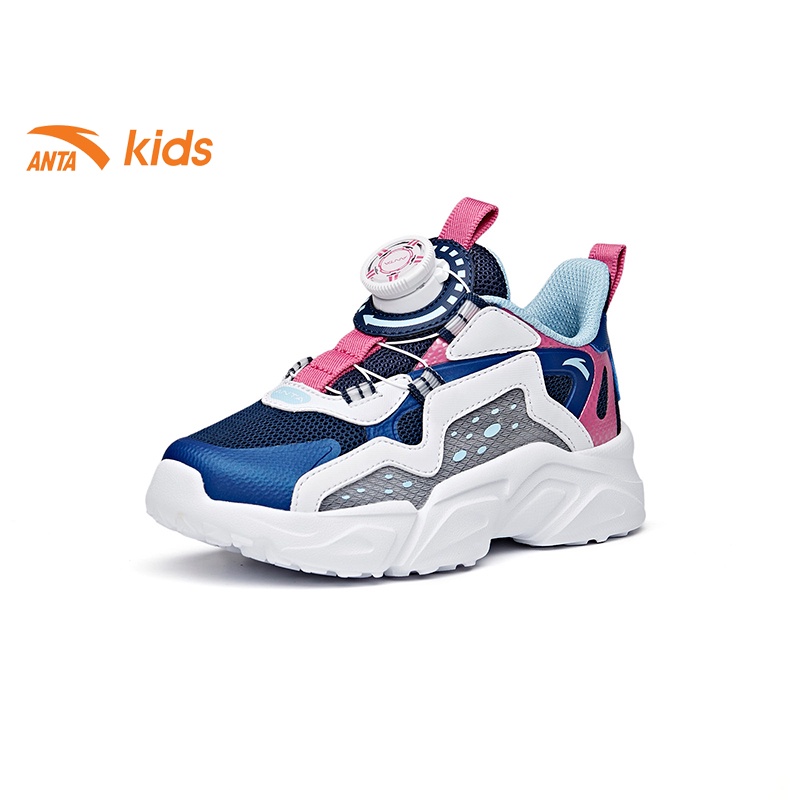 Giày thời trang bé gái Anta Kids W332139930, thiết kế khóa thông minh, upper mặt lưới thoáng khí
