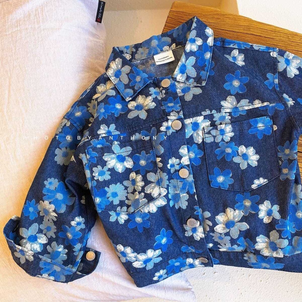 Áo khoác denim mỏng phong cách phương Tây thời trang xuân thu kiểu mới 2021 cho bé trai bé gái vừa và nhỏ