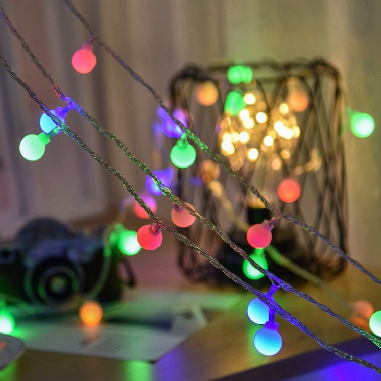 Dây đèn led Cherry Ball bi đục trang trí lễ Tết, decor nhà cửa