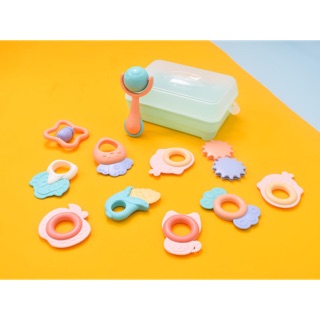 Hộp đồ chơi xúc xắc, gặm nướu Babyhop cao cấp 12 món- Chính hãng