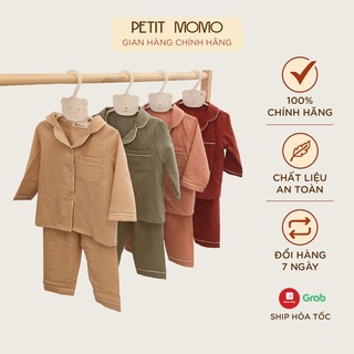 Bộ Ngủ Dài Tay Cho Bé Gái Và Bé Trai (1-5 tuổi) PETIT MOMO Vải Đũi Xước Cao Cấp H023 (Chất Dày)