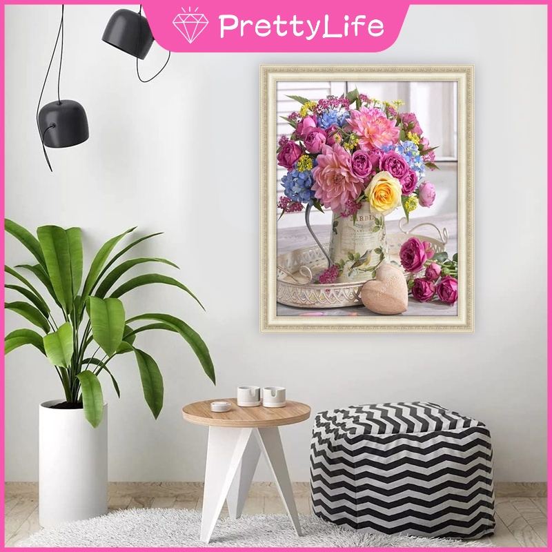 Bộ Tranh Đính Đá 5d Họa Tiết Giỏ Hoa Độc Đáo Diy 40x50cm