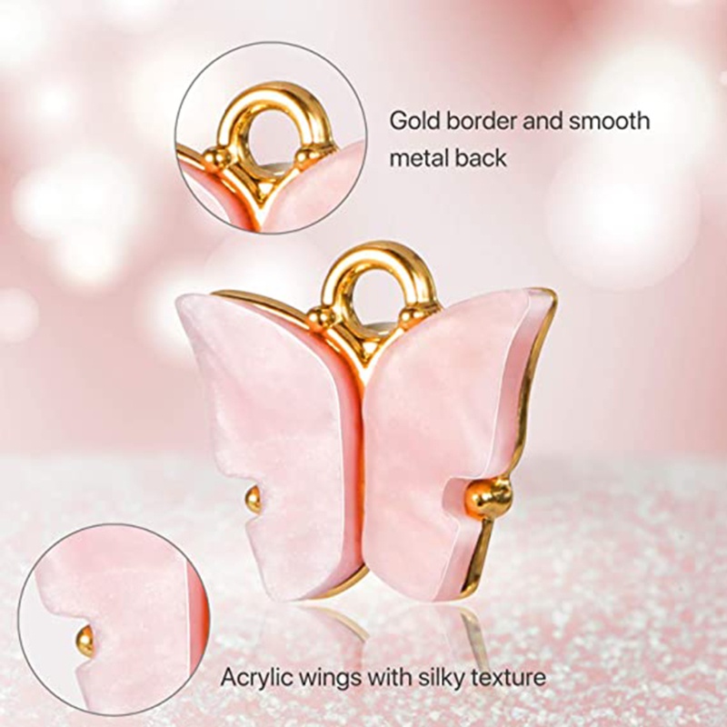 Flgo Set 30 Mặt Vòng cổ Acrylic Hình Bướm Nhiều Màu Sắc Làm Trang Sức Thủ Công