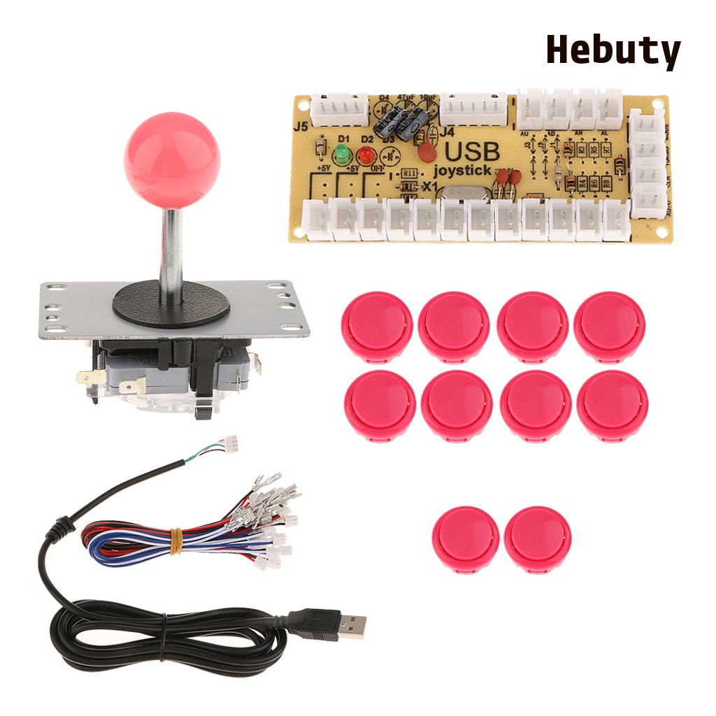 Bảng mã hóa USB Arcade Zero Delay + cần điều khiển PC 5Pin + 10 nút đẩy DIY
