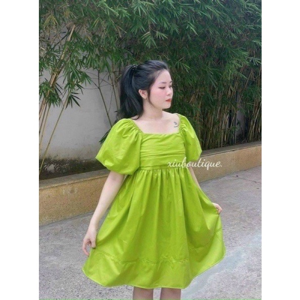 [Shop bigsize nữ 50kg-90kg] Đầm babydoll nơ lưng màu siêu cưng