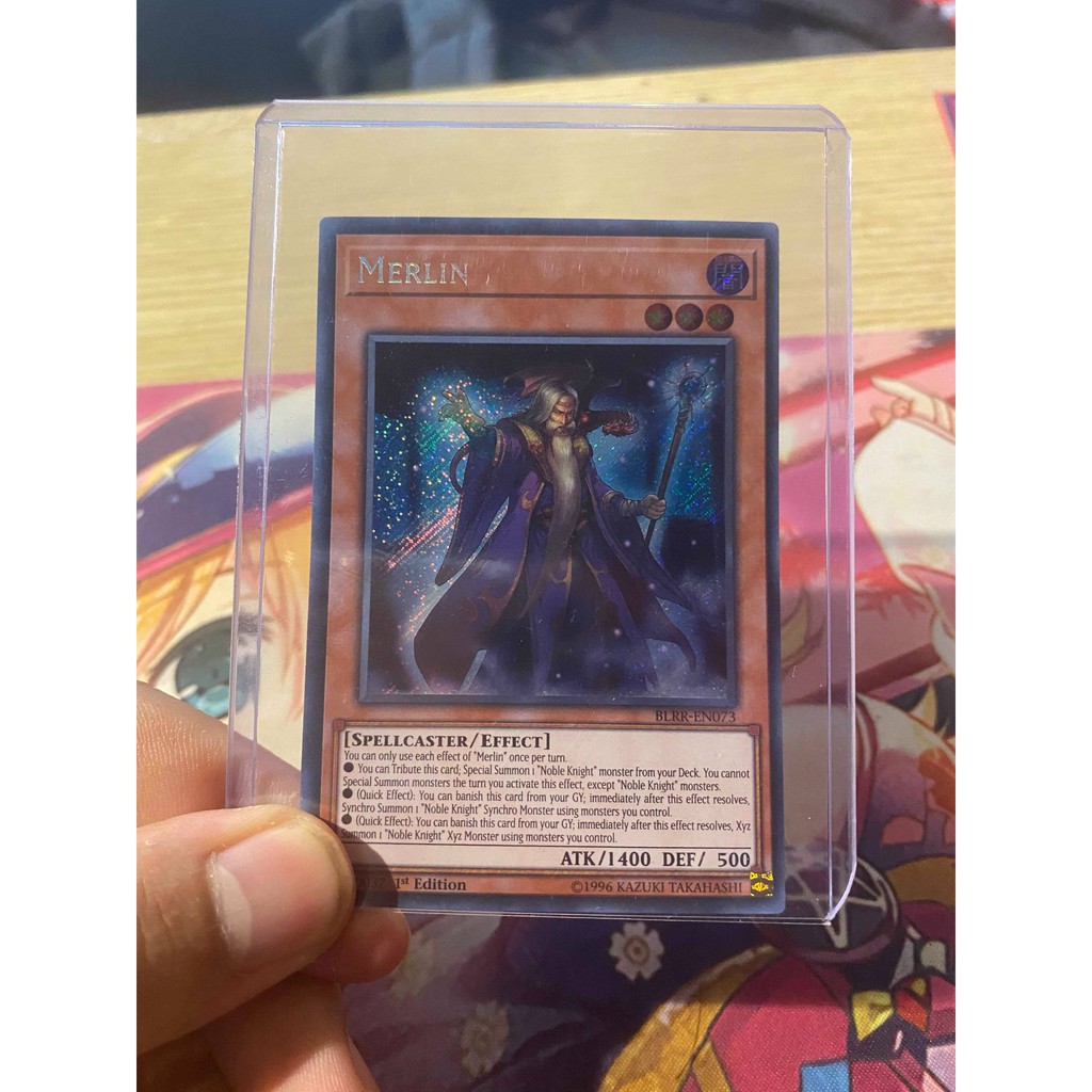 Lá bài thẻ bài Yugioh Merlin - Secret Rare - Tặng bọc bài nhựa bảo quản