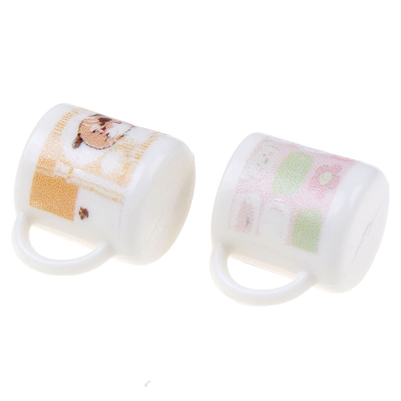 Bộ 2 Tách Trà / Cà Phê Mini Tỉ Lệ 1 / 12 Dùng Để Trang Trí Nhà Búp Bê