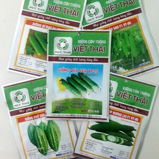 Combo hạt giống_Combo 5 gói hạt giống cây leo dễ trồng (bầu sao+bí đao+mướp hương+dưa leo+khổ qua)