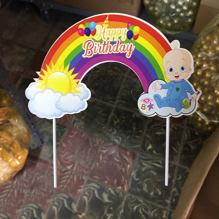 que cắm bánh [FREESHIP] set cắm 10 cầu vồng giấy