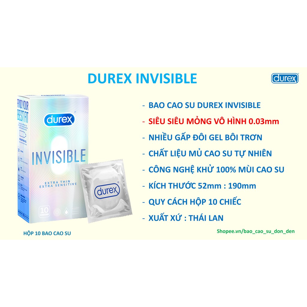 [ BAO CAO SU DUREX ] Combo Bao Cao Su Siêu Mỏng Size bé Kingtex + Bao Cao Su Siêu Mỏng Durex Invisible