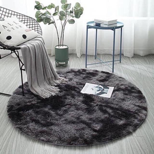 Thảm tròn lông trải  mềm mượt thảm màu loang decor trang trí phòng đủ màu đường kính 1m