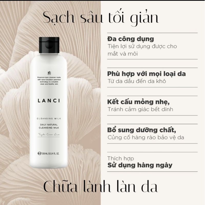 Sữa Tẩy Trang Đa Năng LANCI DAILY NATURAL CLEANSING MILK - 300ml