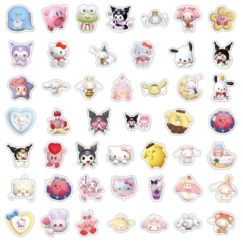 SANRIO Bộ 60 Miếng Dán Chống Thấm Nước Họa Tiết Hoạt Hình Dễ Thương Trang Trí Điện Thoại