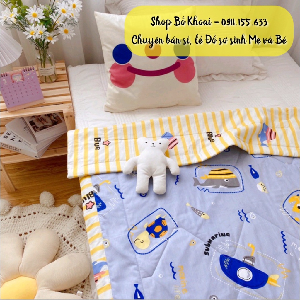 Chăn cotton trần bông - Chăn thu đông, Chăn nằm điều hòa cho bé - Bố Khoai Store