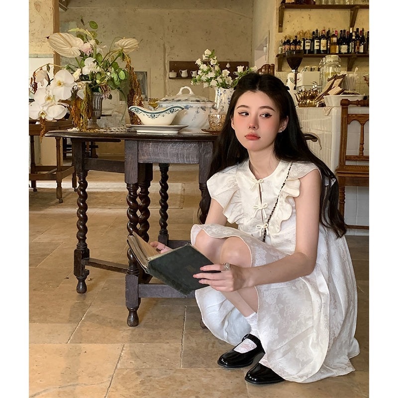 Đầm Búp Bê Tay Cánh Tiên Eo Cao Thời Trang Mùa Hè Mới Cho Nữ