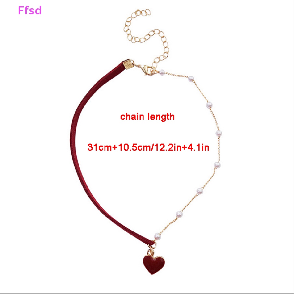 {Ffsd} Vòng Cổ Choker Ngọc Trai Hình Trái Tim Đỏ Quyến Rũ Thời Trang Làm Quà Tặng Bán Chạy Cho Nữ