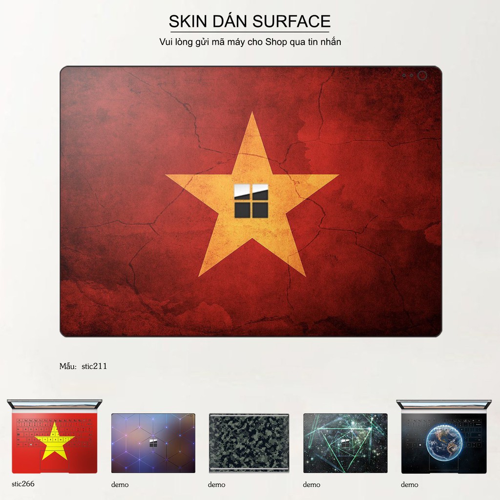 Skin dán Surface in hình cờ Việt Nam (inbox mã máy cho Shop)