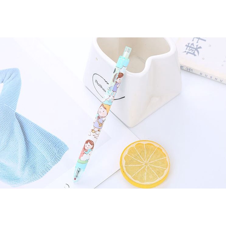 Bút Gel Bấm Hình Cô Gái Mực Đen 0,5mm Dễ Thương H165