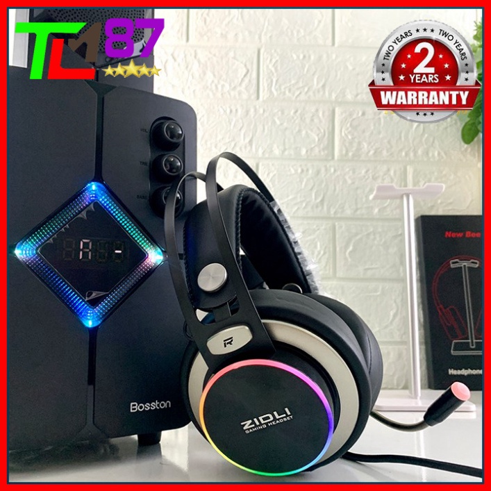 Tai Nghe Gaming Đèn LED RGB Có Mic Headphone Chụp Tai ZIDLI ZH20 - Tay Nghe Nhạc Máy Vi Tính PC Laptop Game Thủ Có Dây