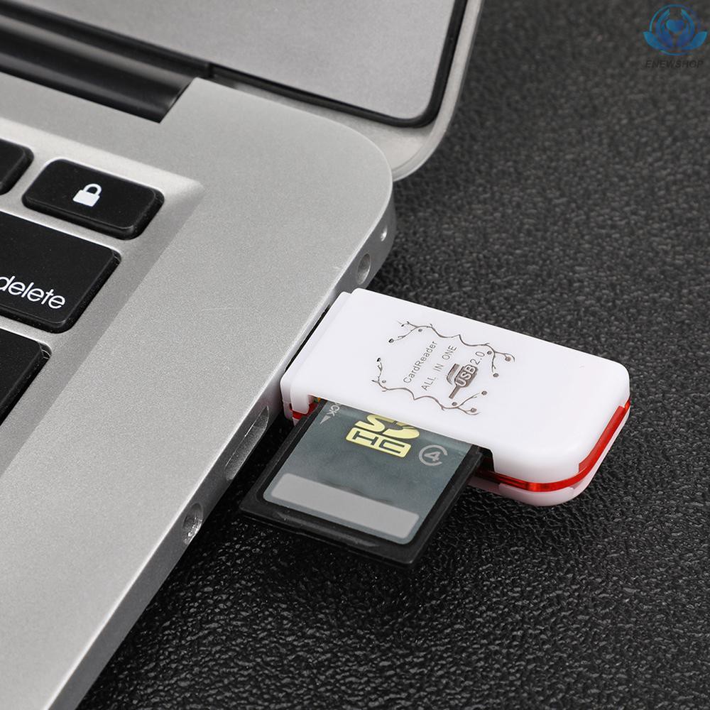 【enew】4-In-1 USB 2.0 Card Reader Multi-port Card Reader for TF/MMC/MS/M2