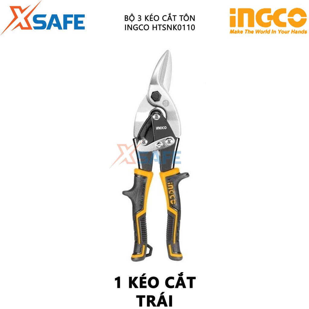 Bộ kéo cắt tôn INGCO HTSNK0110 3 chi tiết dài 250mm (10''), thép không gỉ độ cứng cao