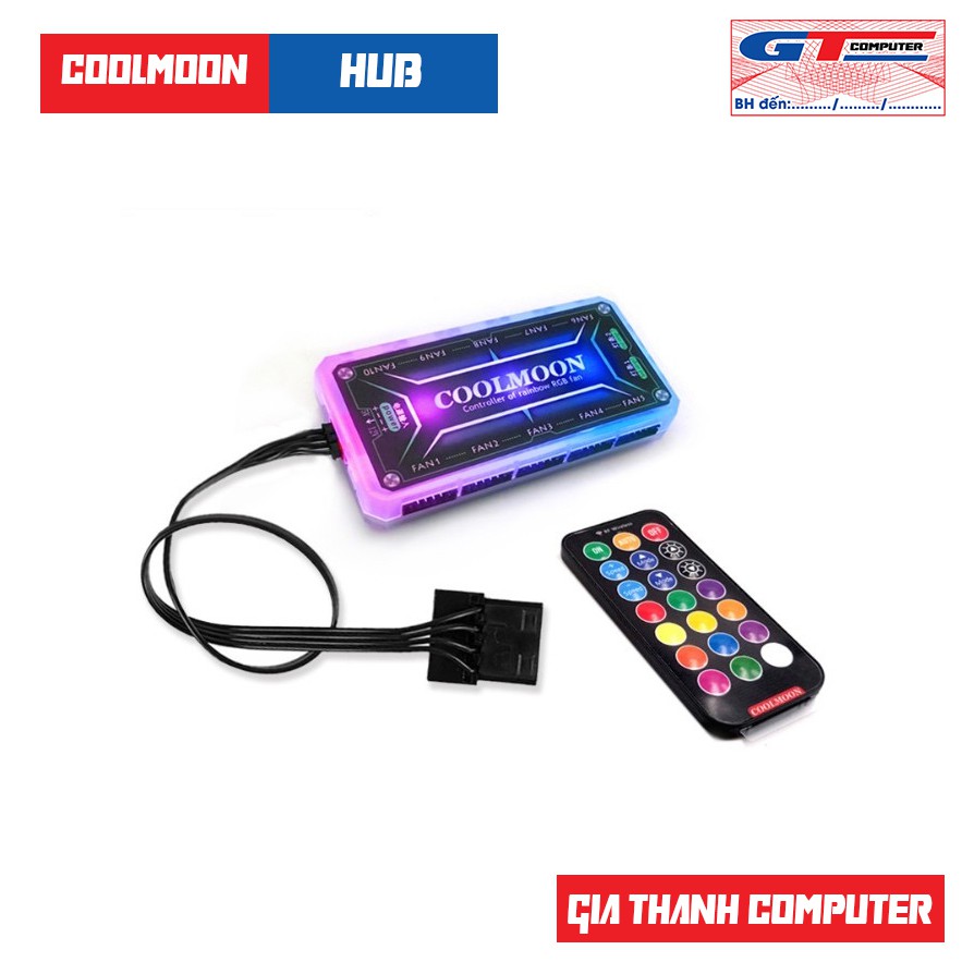 Bộ Hub Điều Khiển Coolmoon Đồng Bộ Fan RGB, Giá Đỡ VGA, Dây LED Strip, Tản CR1400