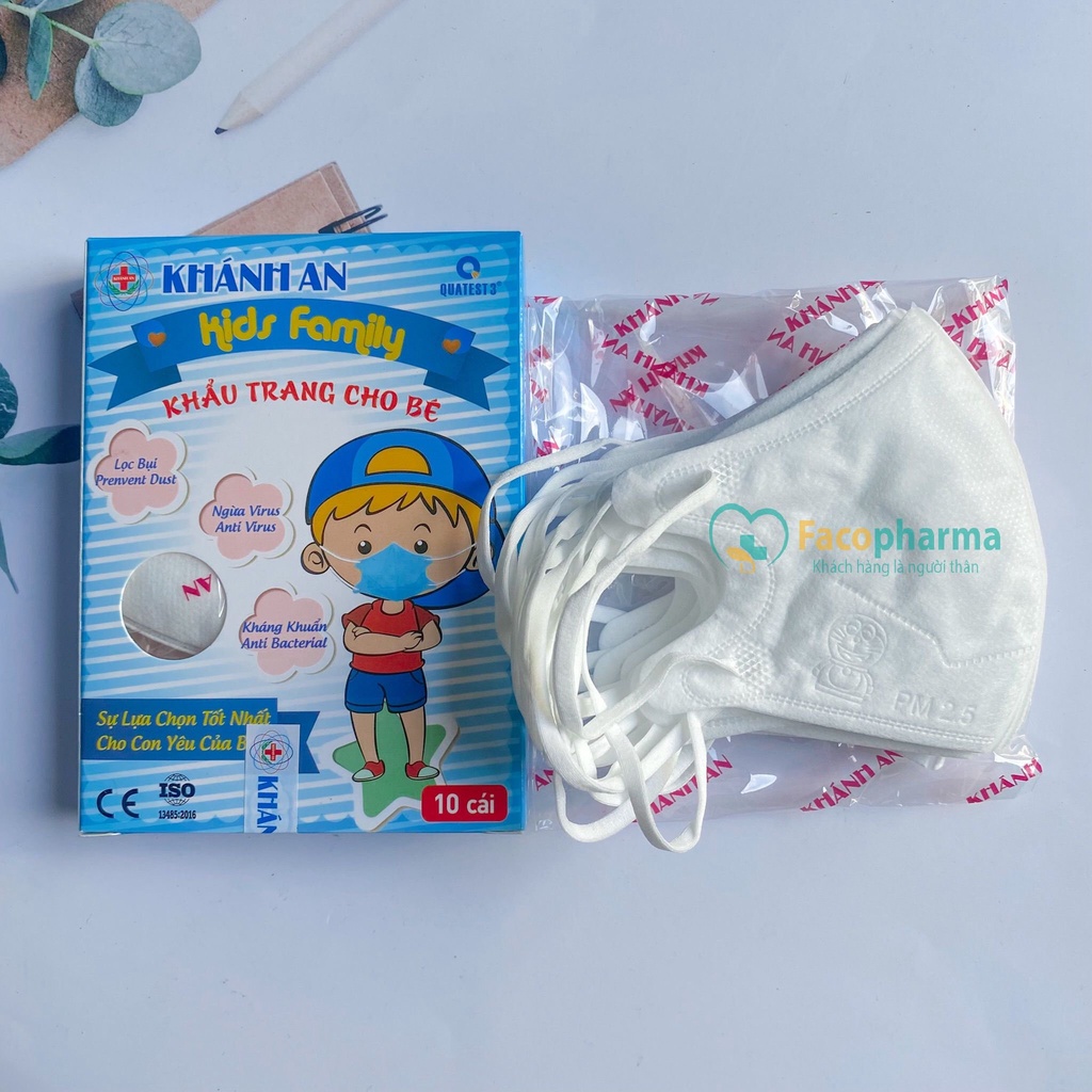 Combo 10 hộp khẩu trang cho bé 3d mask trẻ em kháng khuẩn em bé hộp 10 cái Khánh An x10KA3DC