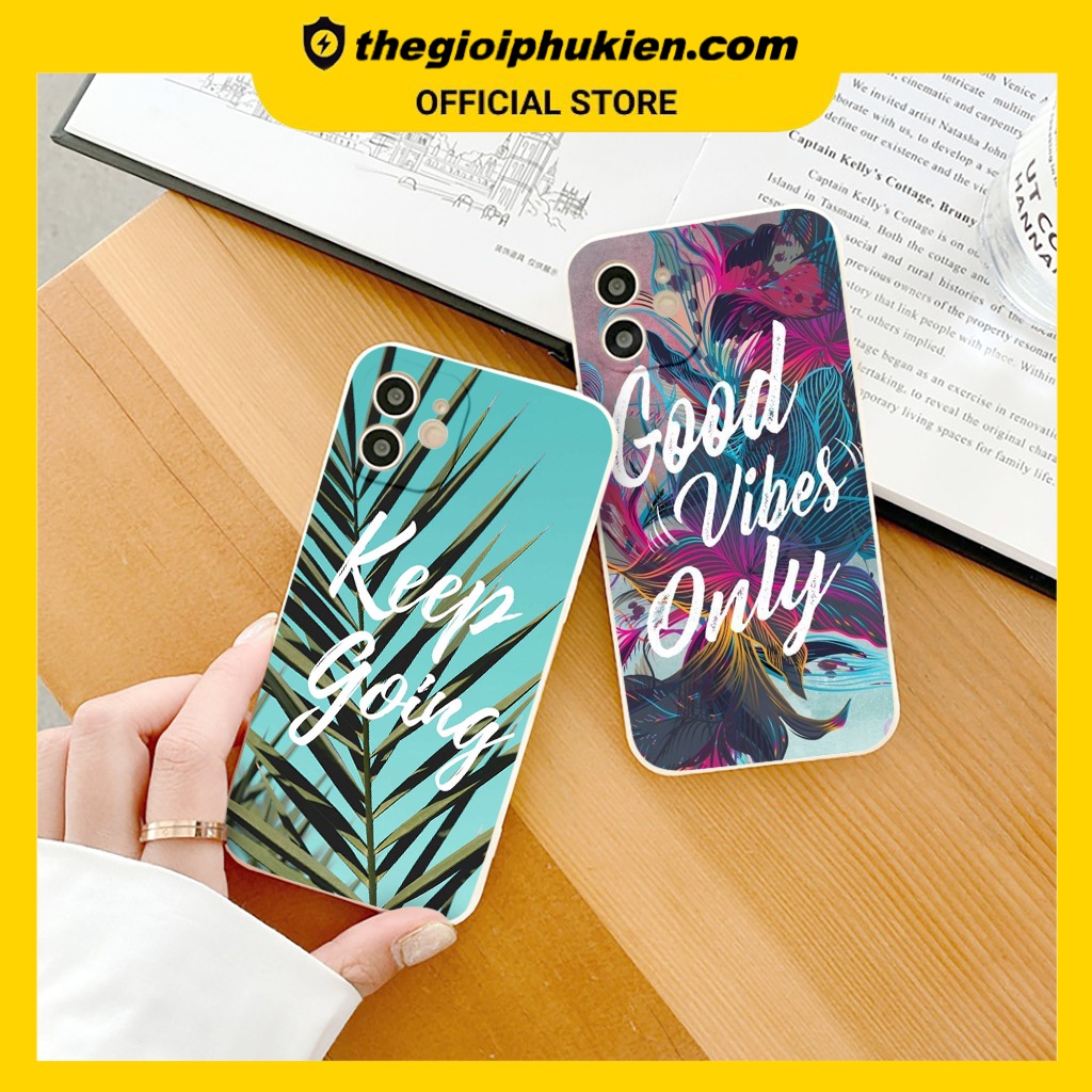 Ốp iphone - Ốp lưng iphone cạnh vuông Good vibe dành cho ip 6 đến 14promax - ng195
