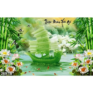 Tranh dán tường 3d thuận buồm xuôi gió giả ngọc tb269 - yan shop