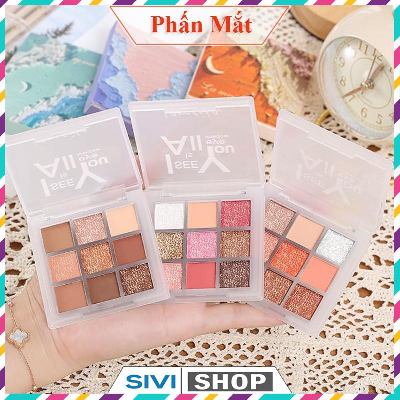 Phấn mắt Lameila khay 9 ô màu vỏ nhựa sương mờ 5099
