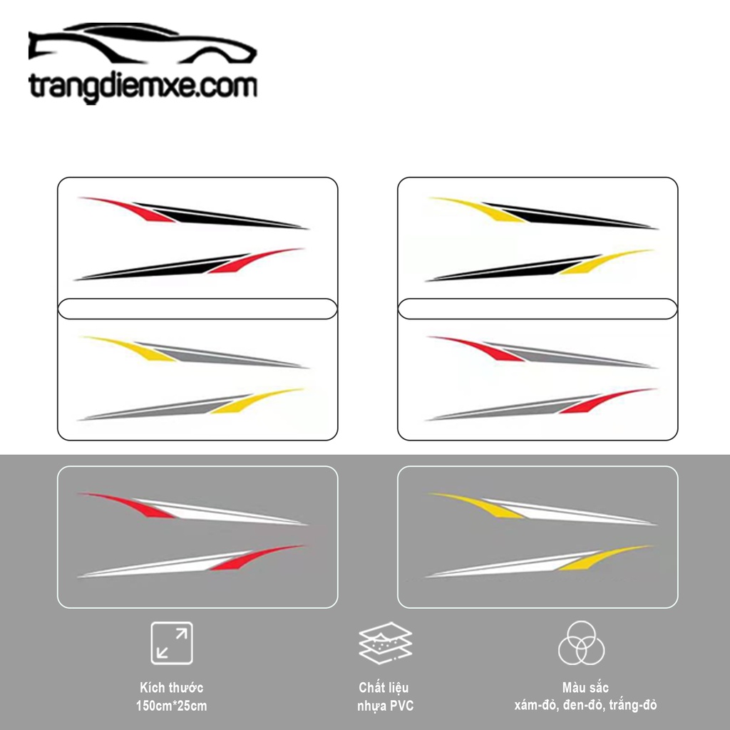 Decal Dán Xe Dạng Sọc Kéo Tem Dán Xe Cool Ngầu Trangdiemxe
