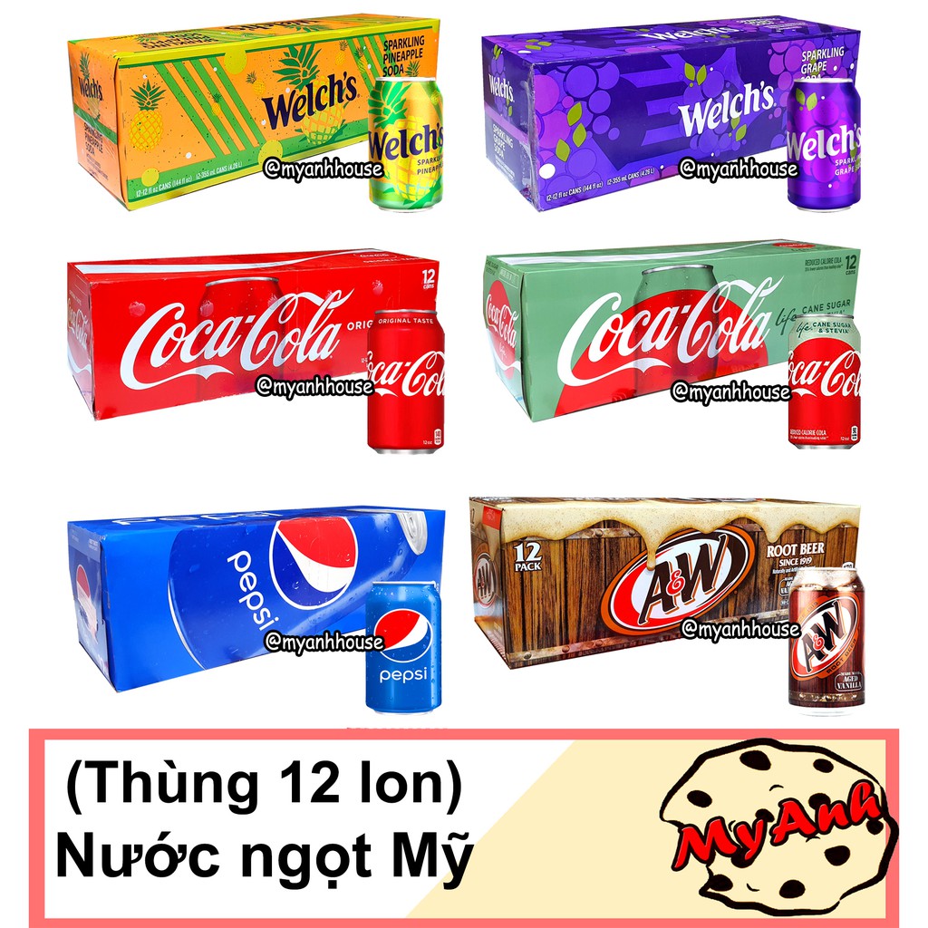 (THÙNG 12 LON) NƯỚC NGỌT MỸ CAO CẤP