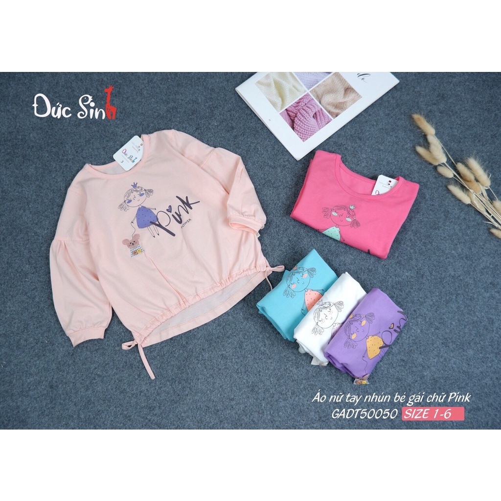 Áo nữ nhỏ tay nhún bé gái chữ Pink Đức Sinh 💥HÀNG VIỆT NAM CHẤT LƯỢNG CAO💥100% cotton mềm mại