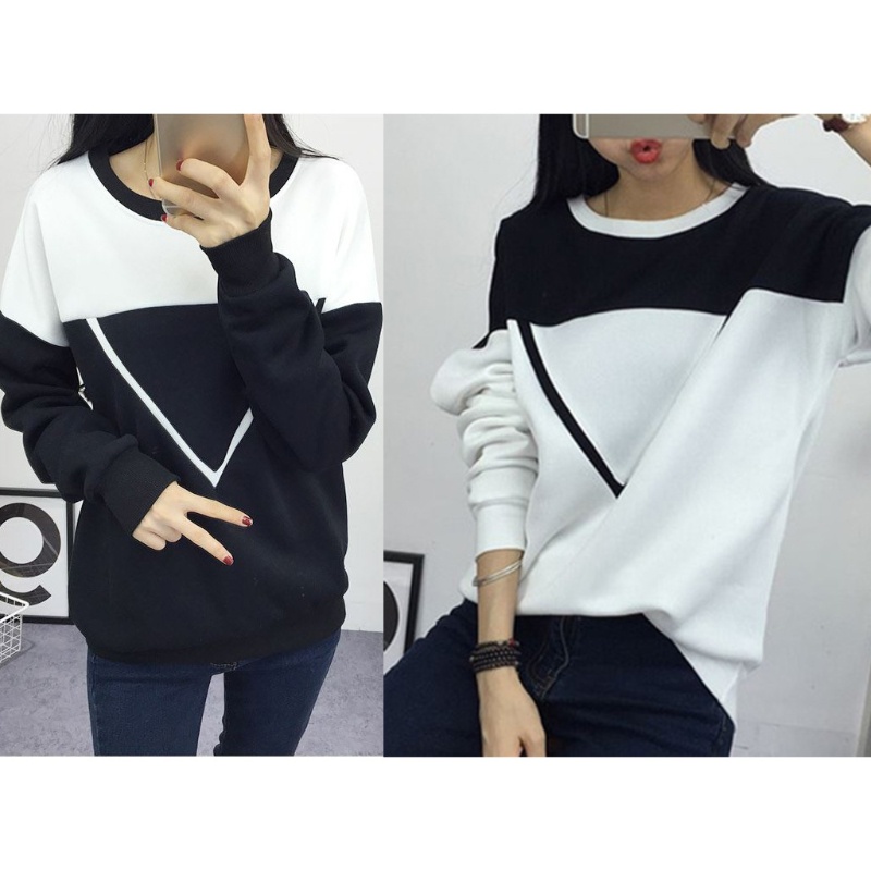 Áo Hoodie Tay Dài Cổ Tròn In Họa Tiết Tam Giác Xinh Xắn Cho Nữ