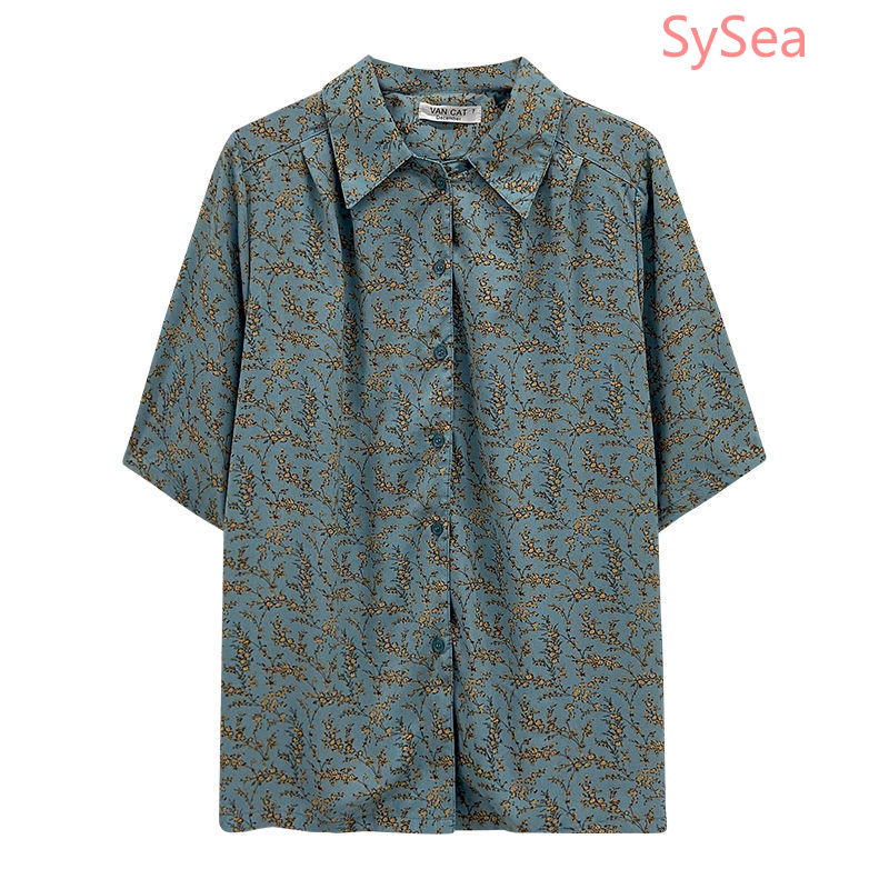 Áo sơ mi ngắn tay dáng rộng in hoa kiểu retro thời trang mùa hè dành cho nữ