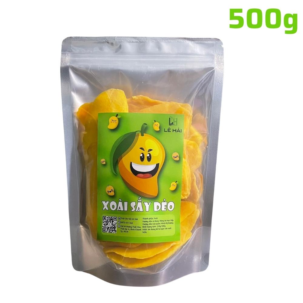 Xoài sấy dẻo 500g Lê Hải hàng xuất khẩu nguyên miếng không xơ vị chua ngọt tự nhiên