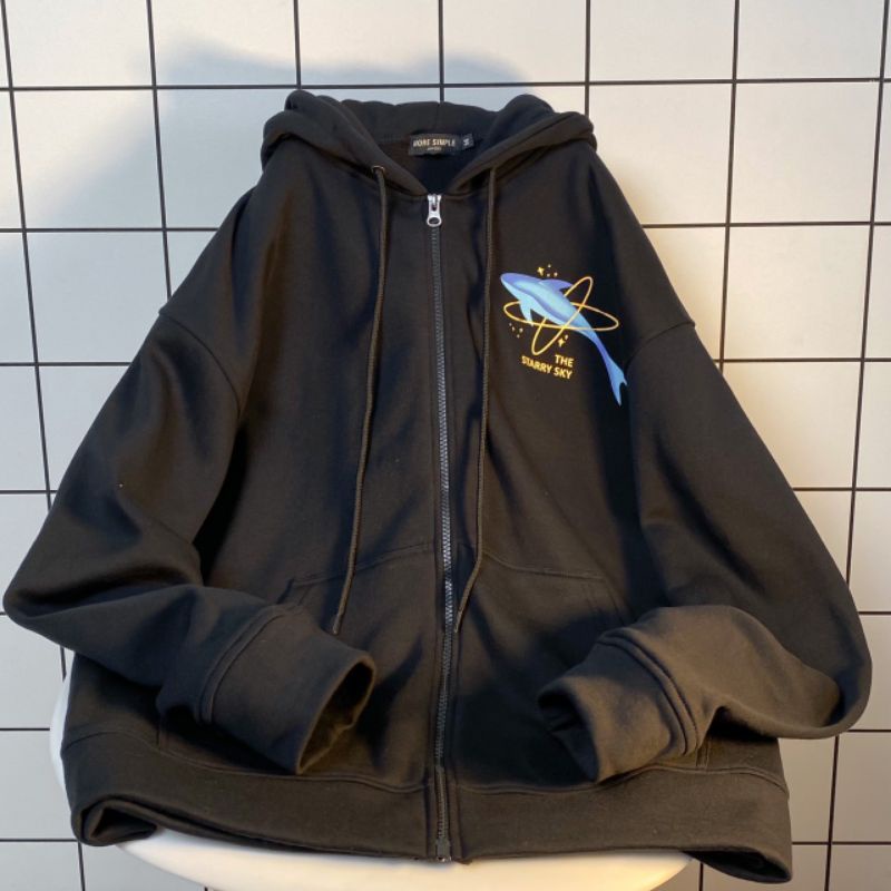 Áo Khoác Hoodie Form Rộng Phối Zip Unisex SKY Vải Nỉ Bông Nhẹ | BigBuy360 - bigbuy360.vn