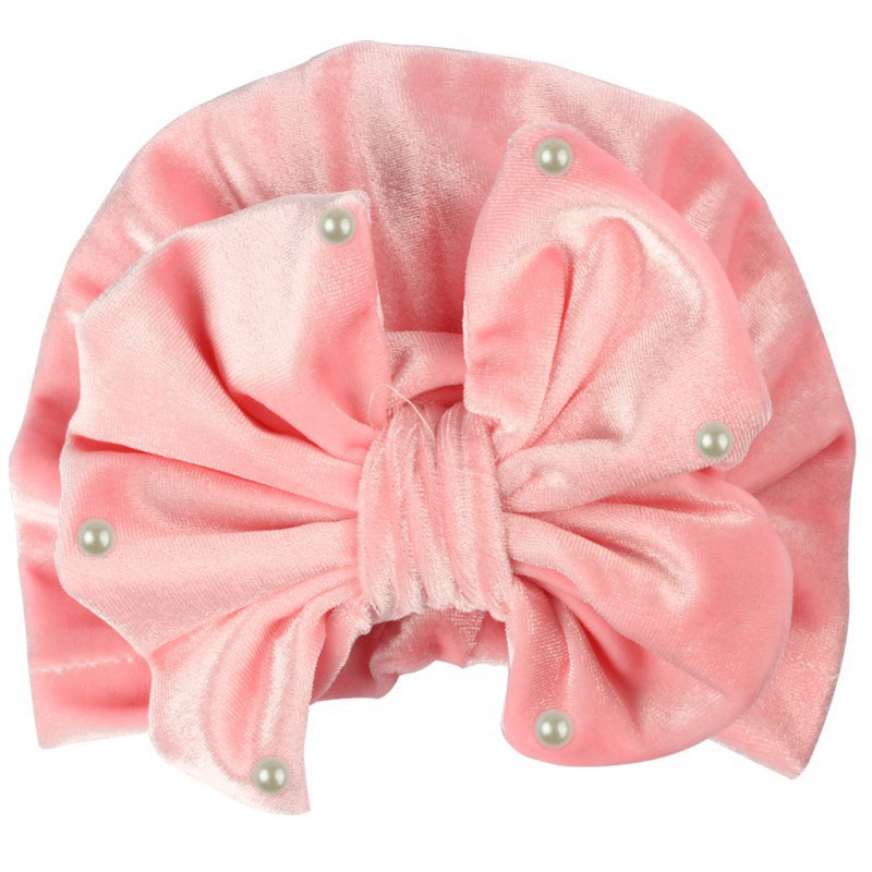 Mũ trùm đầu co giãn thiết kế nơ đáng yêu cho bé