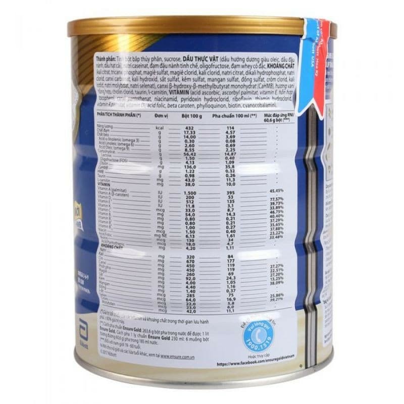 Sữa Ensure Gold Hương Vani 400g /850g (Date mới) móp nhẹ