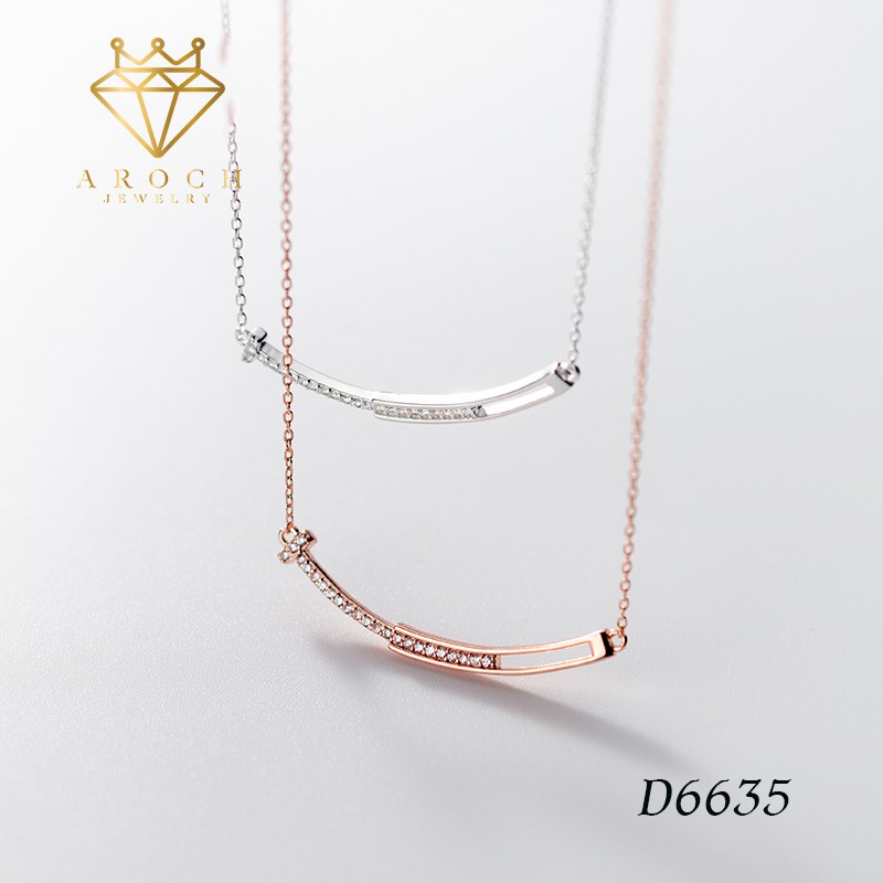 Dây chuyền bạc Ý s925 mặt bạc cong nghệ thuật D6635 - AROCH Jewelry