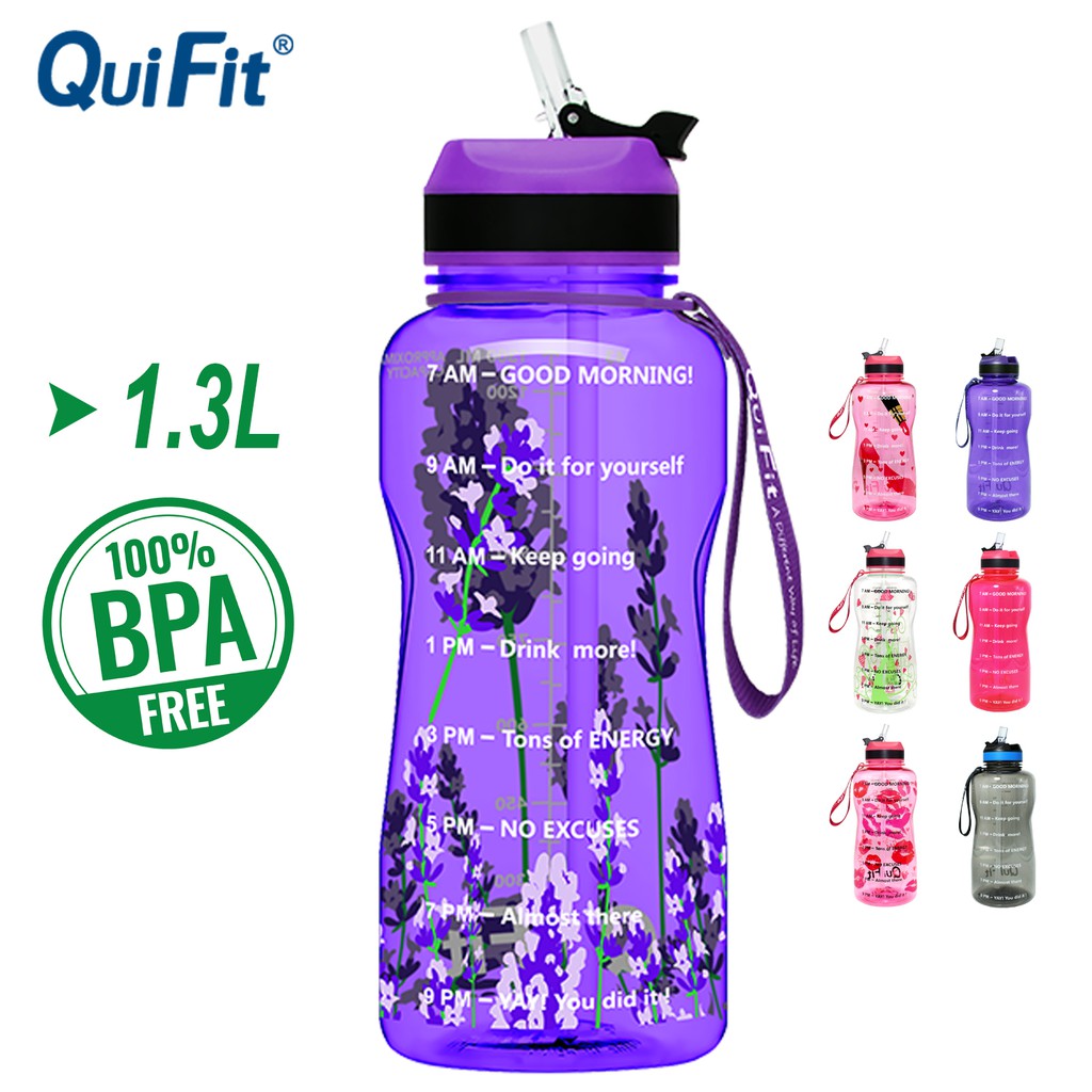 QuiFit 1.3L Bình nước thể thao dung tích kèm ống hút tiện dụng