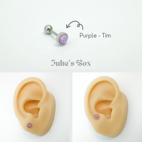 Khuyên Tai Nam Nữ Đá Opal Thân Bạc Unisex Cá Tính Không Gỉ Không Ngứa Không Bay Màu Julies Box 66