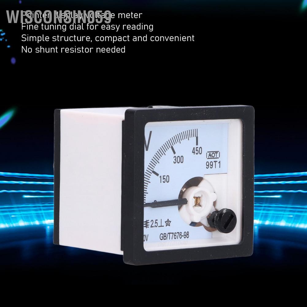 Wisconsin059 Dial Panel Voltage Meter Portable Fine Tuning Pointer Voltmeter Measuring Monitor 0‑450V 99T1‑V
