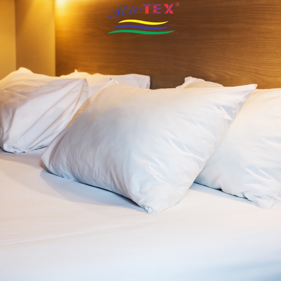 Tấm Trải Giường Khách Sạn Trắng trơn Riotex, vải CVC cao cấp.